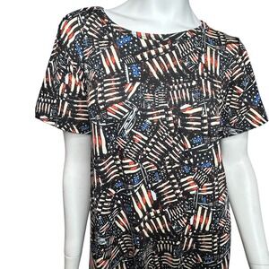 LuLaRoe Carly Dress American Flag Print Large Black NWT